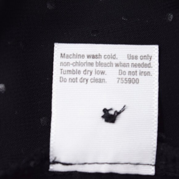 ANA Black Sheer Pullover Blouse Woman 1X Polka Dot Split Neck Monochrome Minimal - Picture 5 of 9